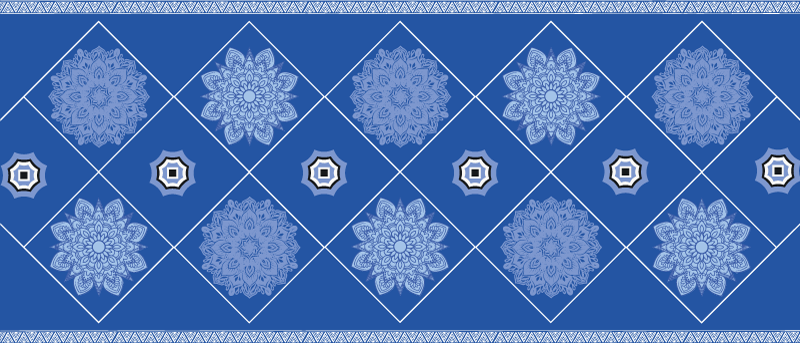Blue mandalas patchwork tile carpet - TenStickers