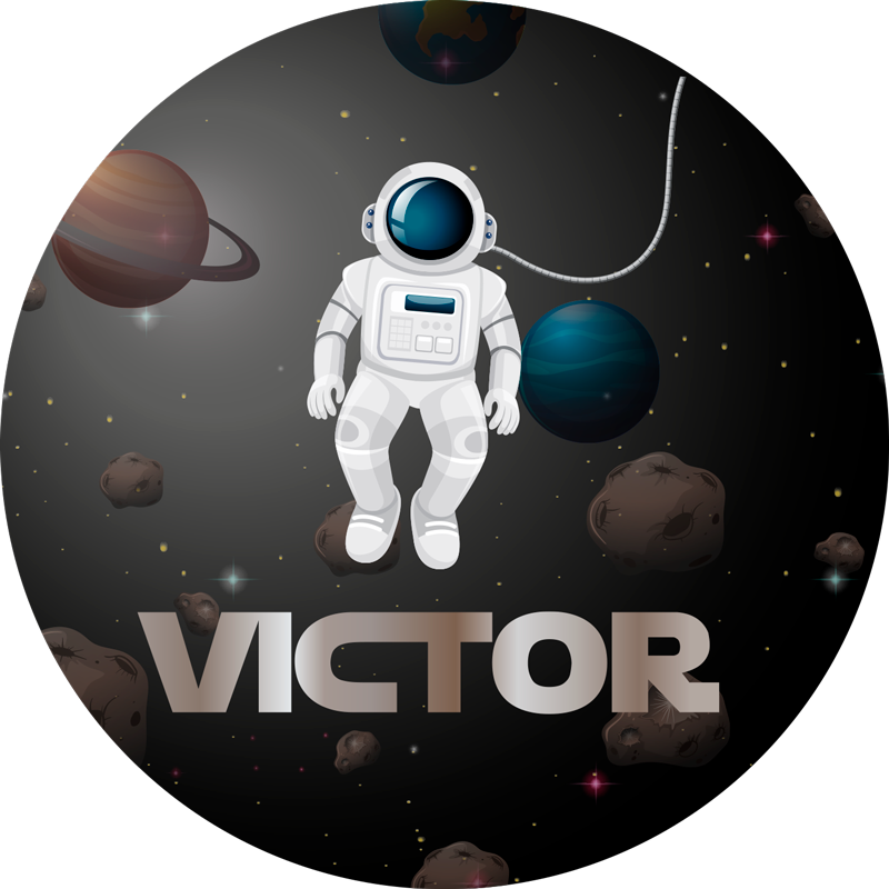 Universe astronaut with name vinyl rug - TenStickers