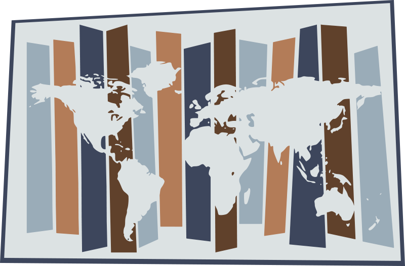 Abstract stripes motif world map vinyl rug - TenStickers