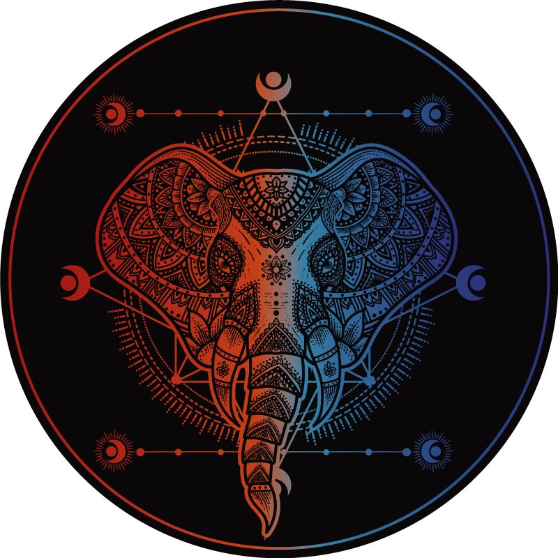 Circular mandala elephant  mandala vinyl rug - TenStickers
