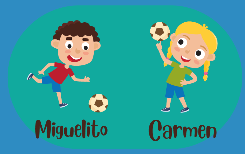 Kids playing football with name vinyl rug - TenStickers