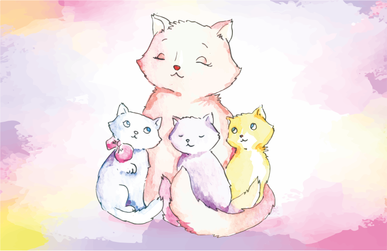 Family of cats bedroom rug - TenStickers