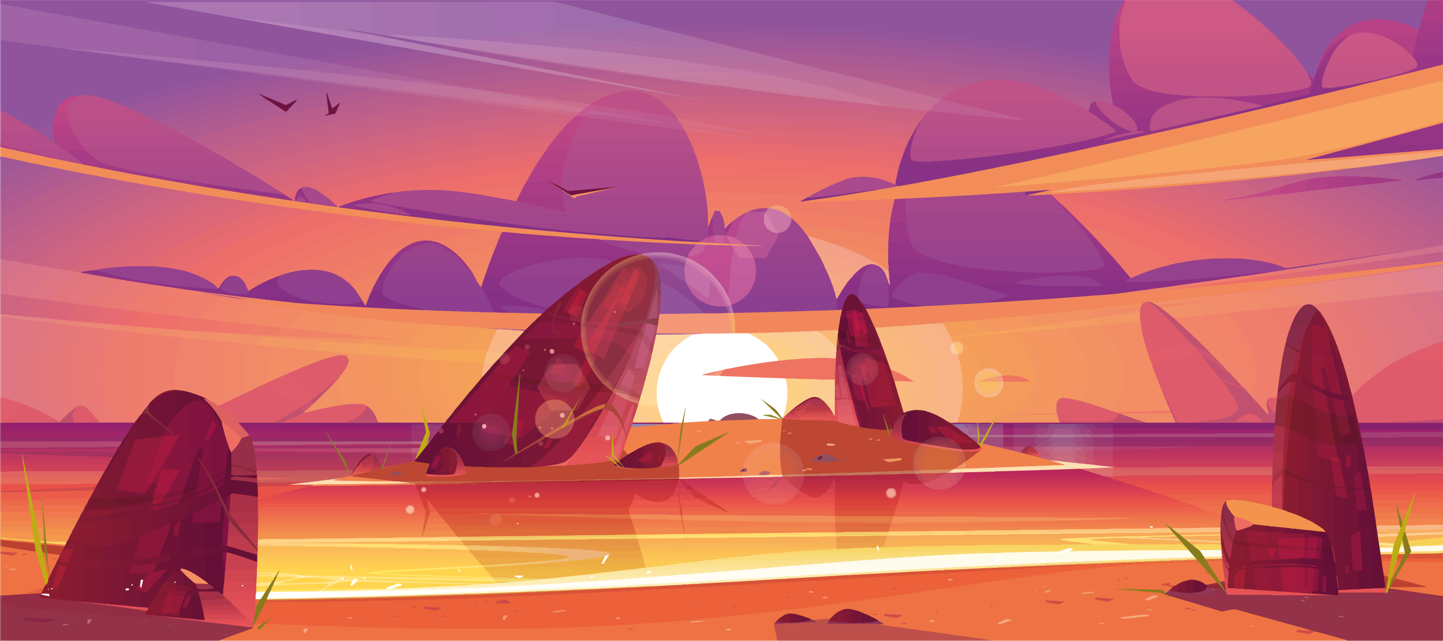 Cartoon beach and sea nature vinyl rug - TenStickers