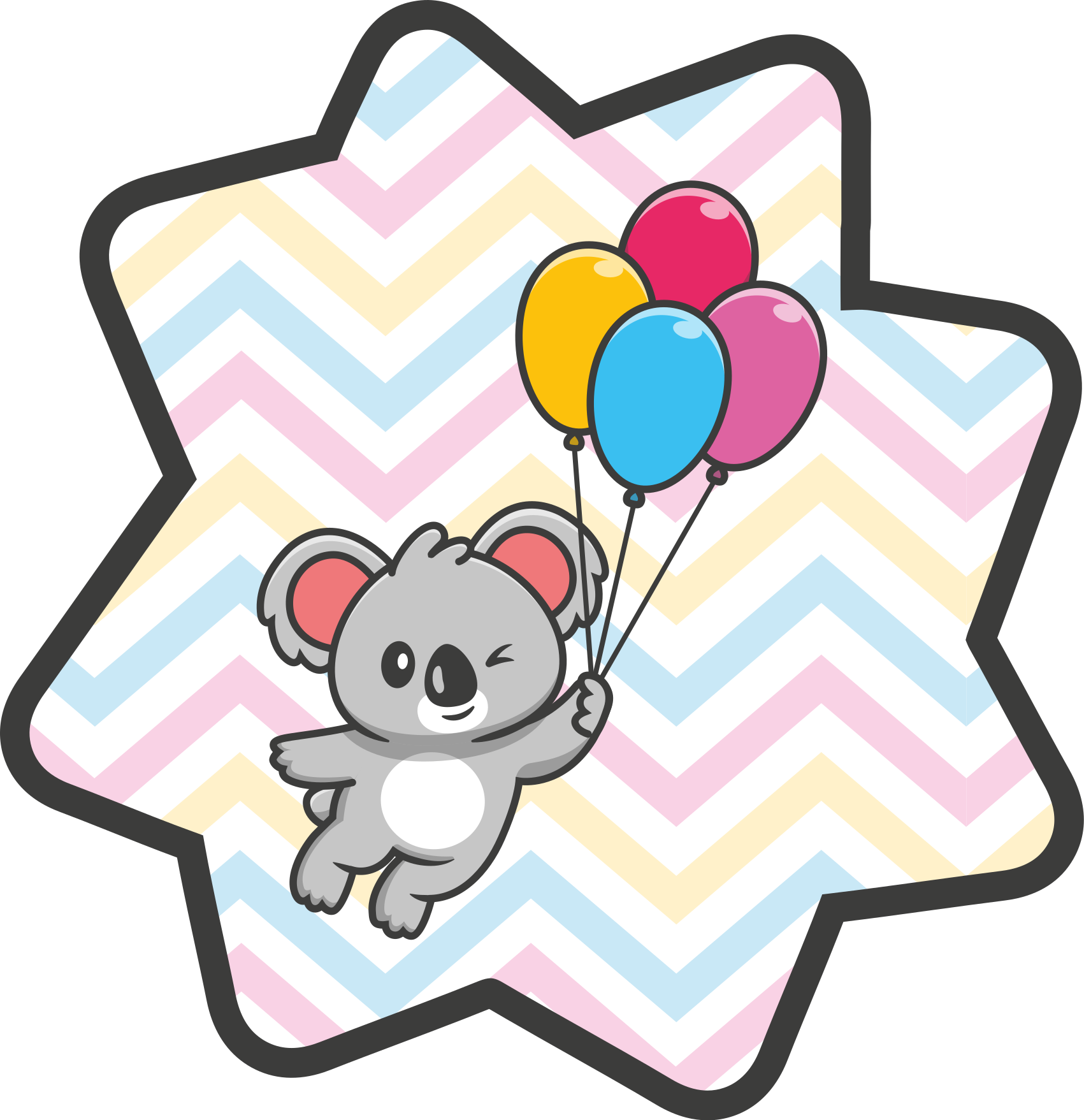 Playful Koala Balloon kids vinyl rug - TenStickers