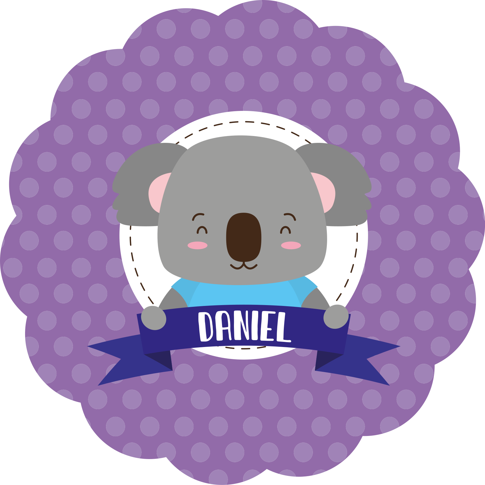 Cute koala with name nursery vinyl rug - TenStickers