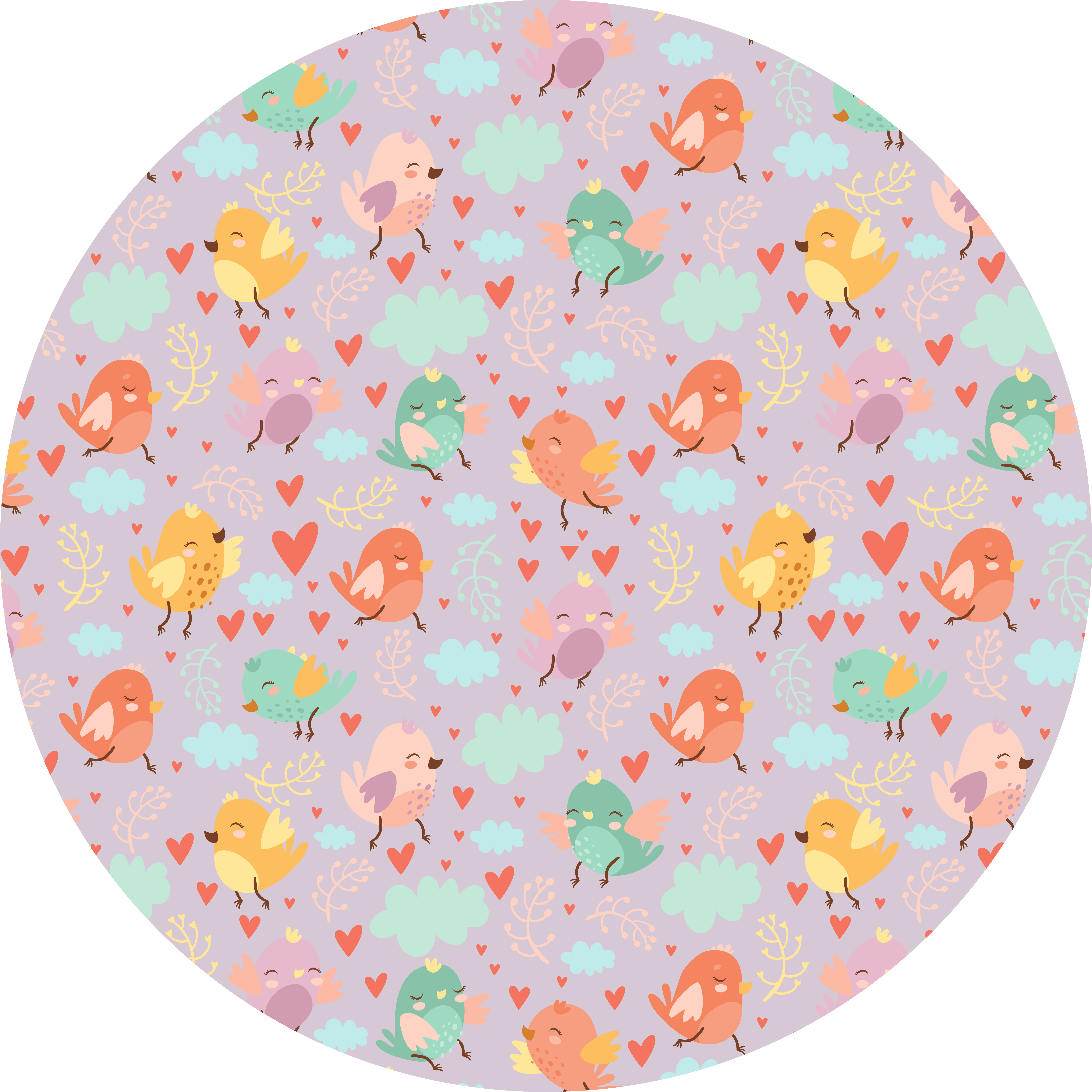 cute pattern with birds bedroom rug - TenStickers