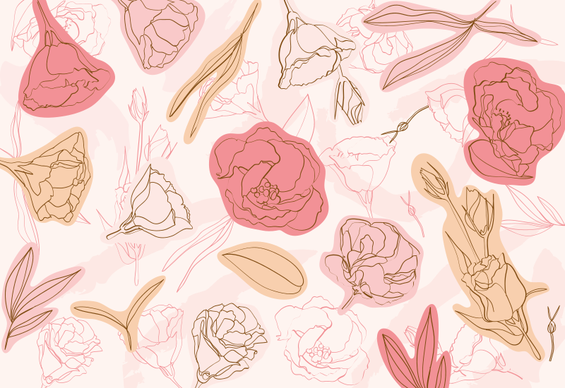 Botanical Outline Style flower vinyl rug - TenStickers