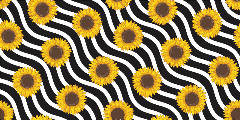 Sunflower Wave Pattern flower vinyl rug - TenStickers