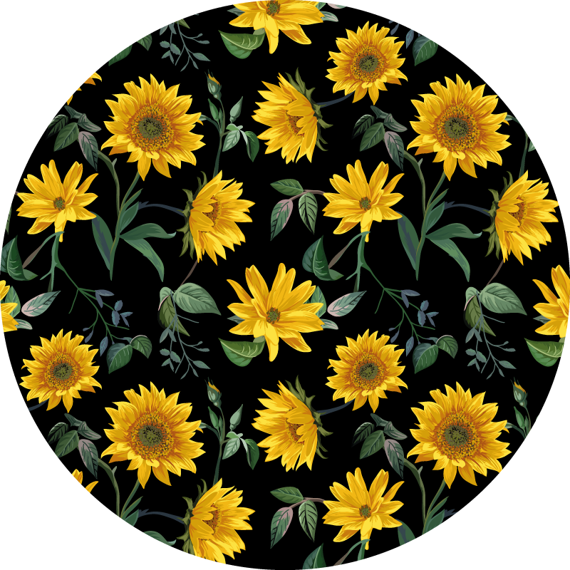Sunflower Floral Motif flower vinyl rug - TenStickers