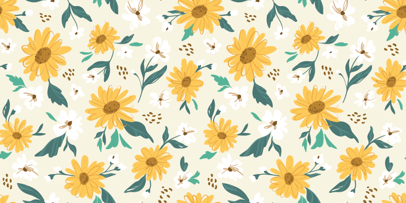 Vintage sunflowers and daisy flowers floral rug - TenStickers
