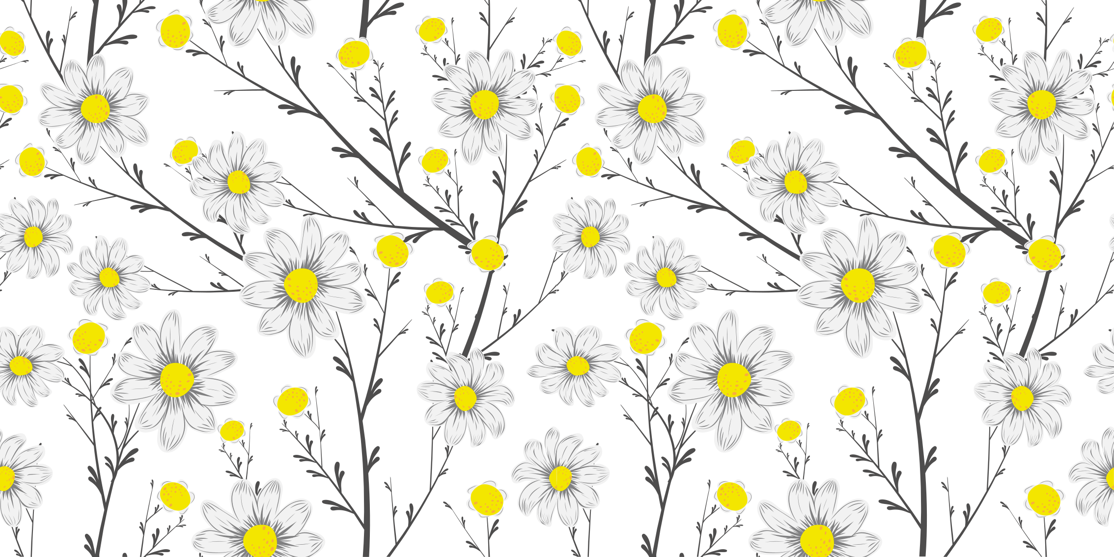 Yellow Floral Pattern flower vinyl rug - TenStickers
