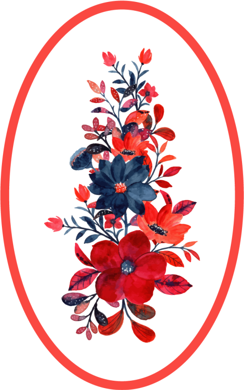 Red drawn  floral vinyl rug - TenStickers