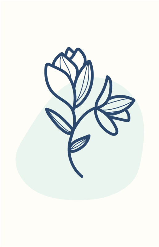Silhouette flower with blue floral vinyl rug - TenStickers