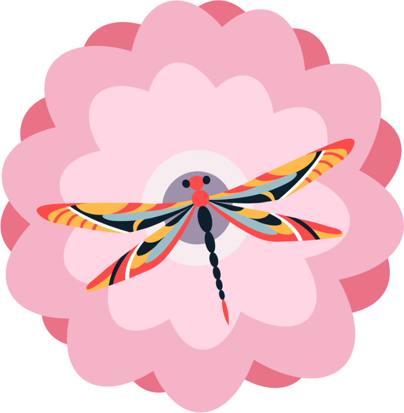 Colorful Dragonfly Centerpiece flower vinyl rug - TenStickers