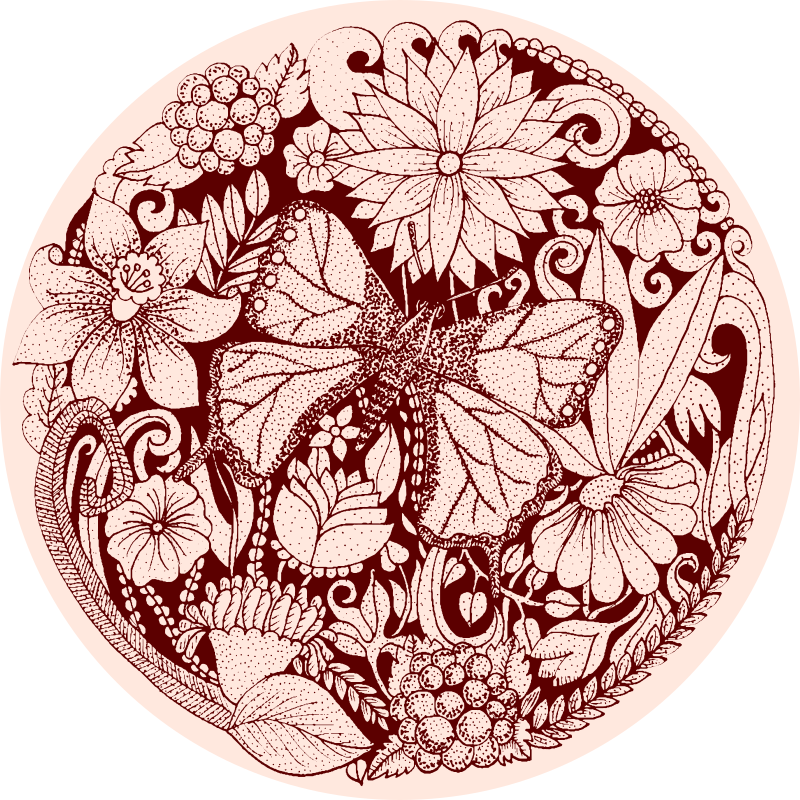 Delicate wing design flower vinyl rug - TenStickers