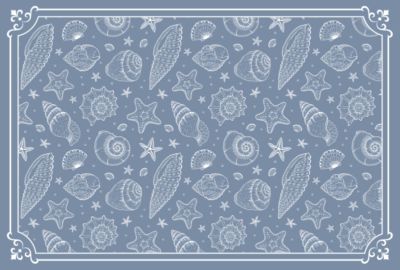 Ocean inspired shells bathroom vinyl rug - TenStickers
