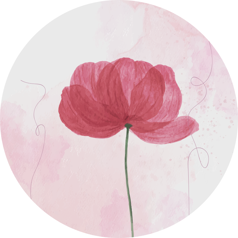 Aquarella poppy design flower vinyl rug - TenStickers
