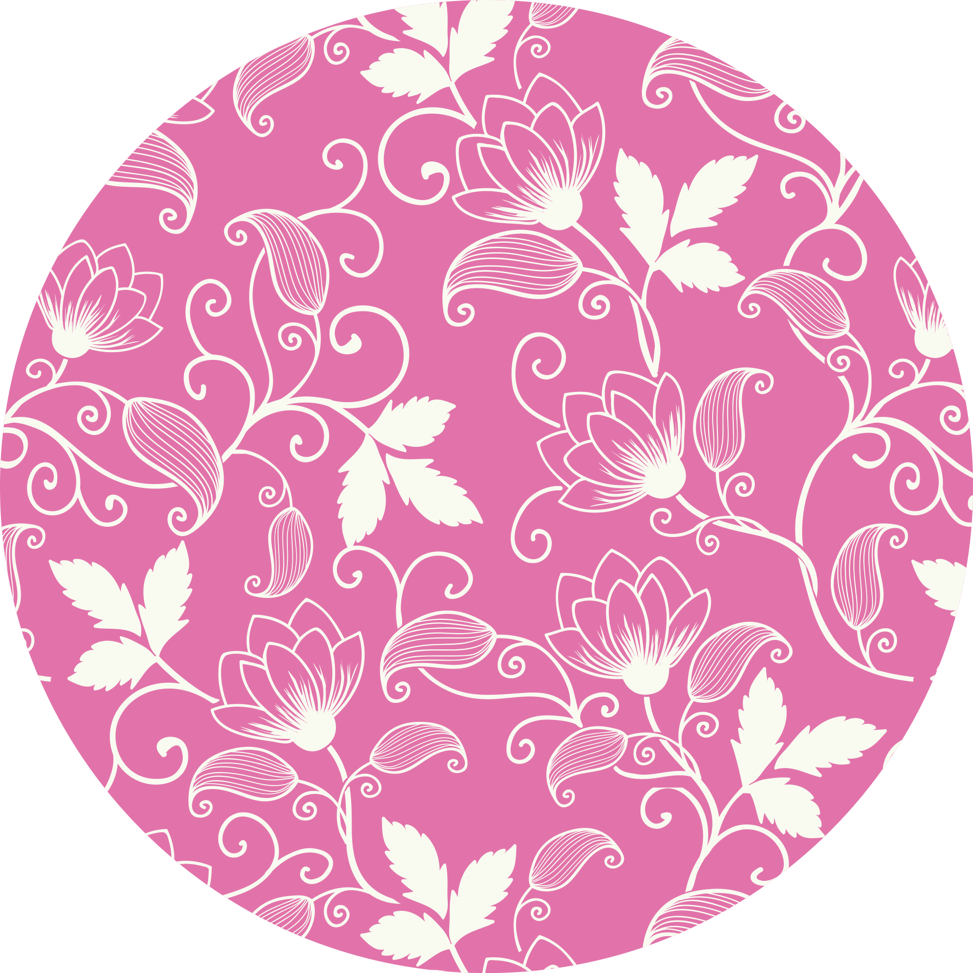 Pink Floral Swirls flower vinyl rug - TenStickers