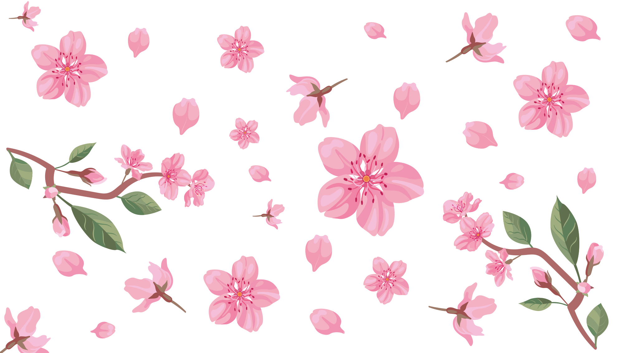 Pink Blossom Motif flower vinyl rug - TenStickers