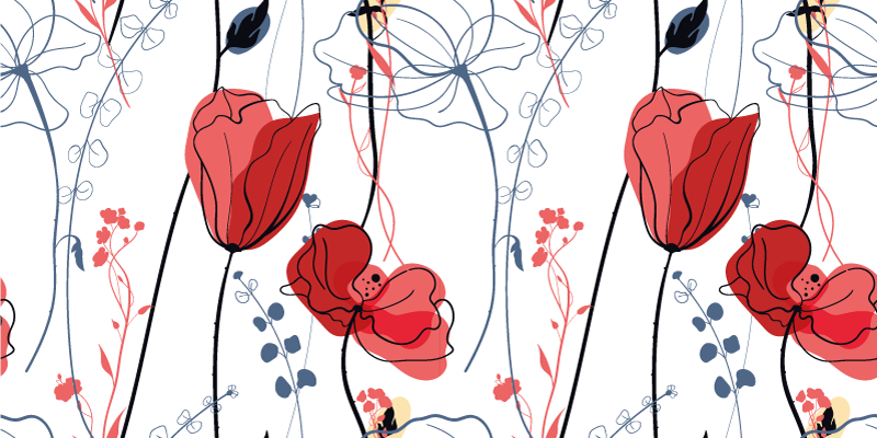 Crimson Blossom Grace flower vinyl rug - TenStickers