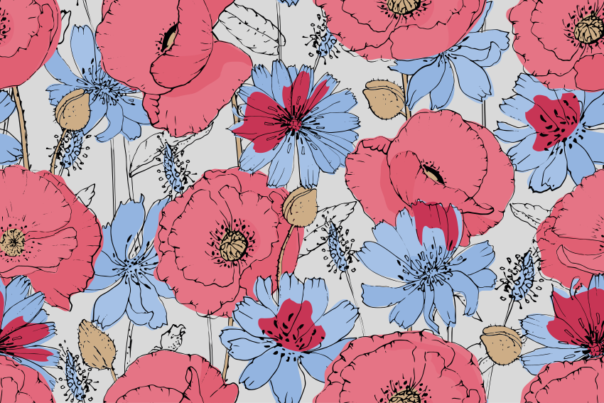 Lively botanical print flower vinyl rug - TenStickers