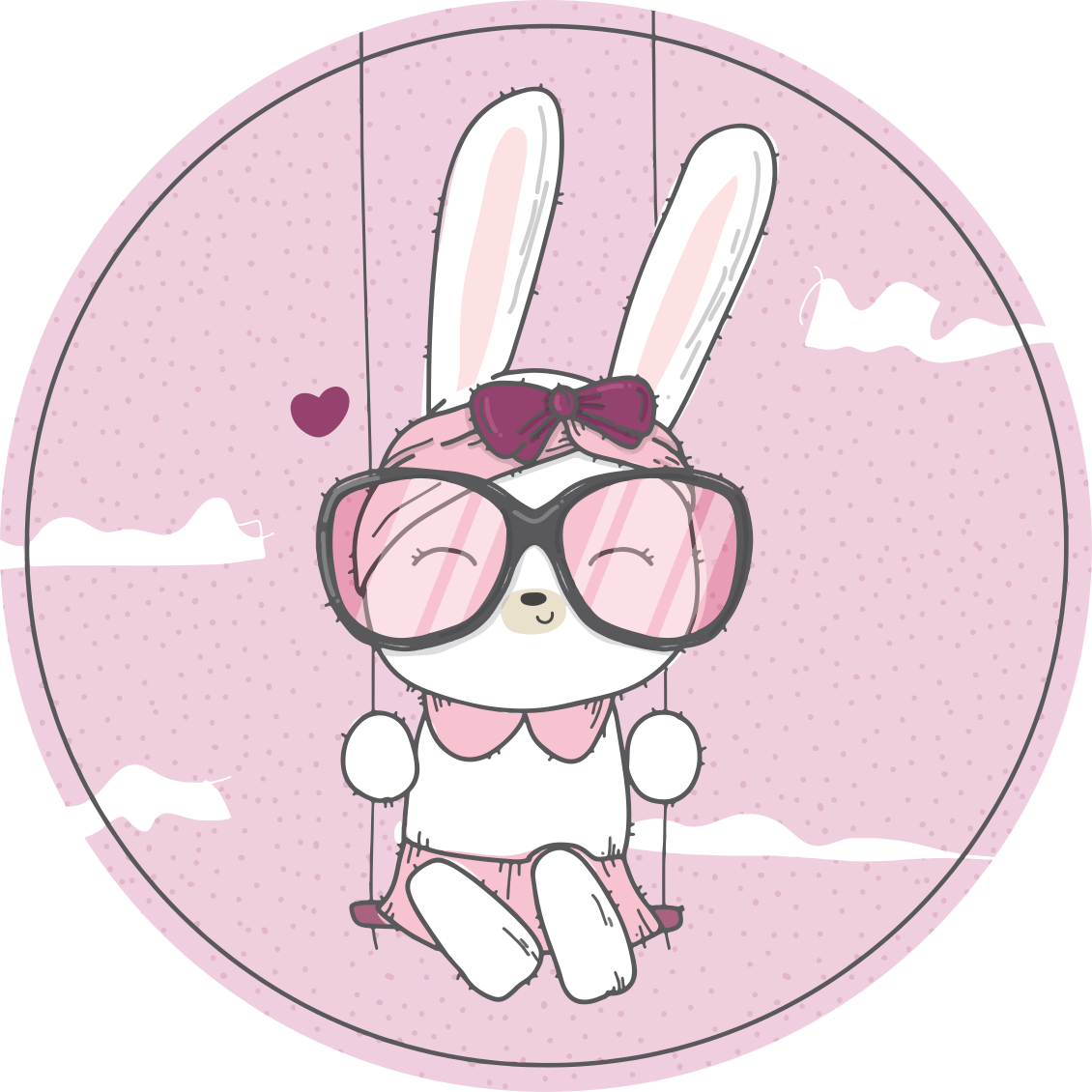 Cute Bunny Swinging kids vinyl rug - TenStickers