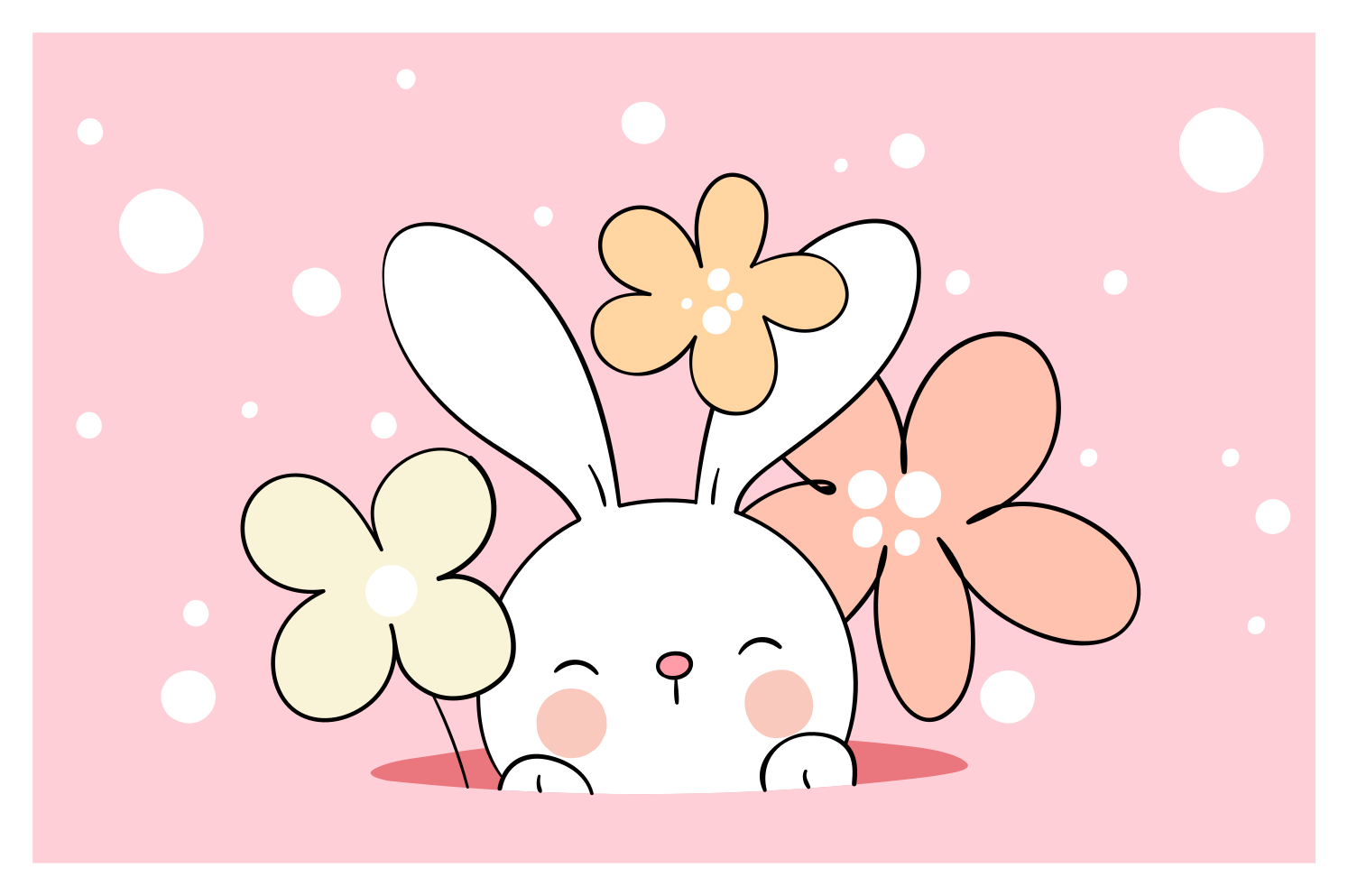 Rabbit on dotted background  animal rug - TenStickers