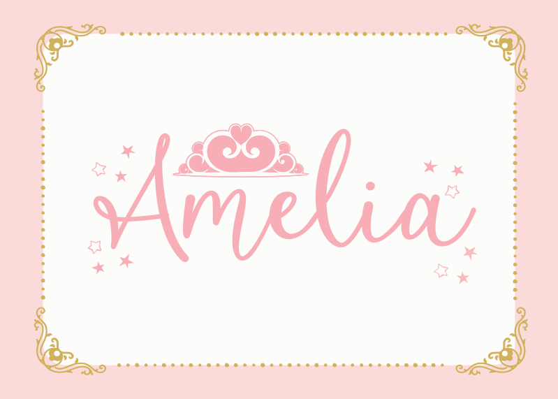Pink princess crown with name kids vinyl rug - TenStickers