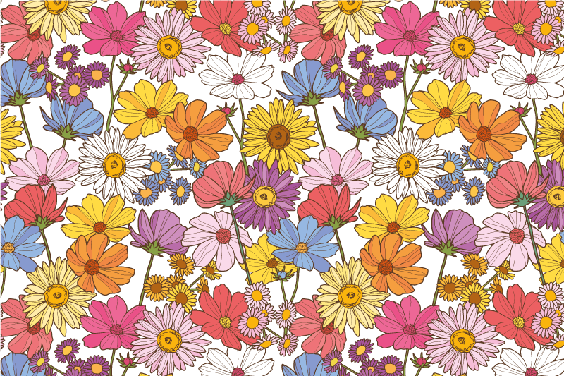Vibrant Floral Display flower vinyl rug - TenStickers