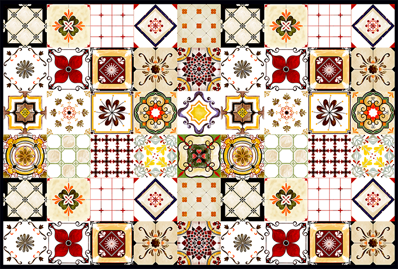 Portuguese style tile kitchen floor tiles - TenStickers