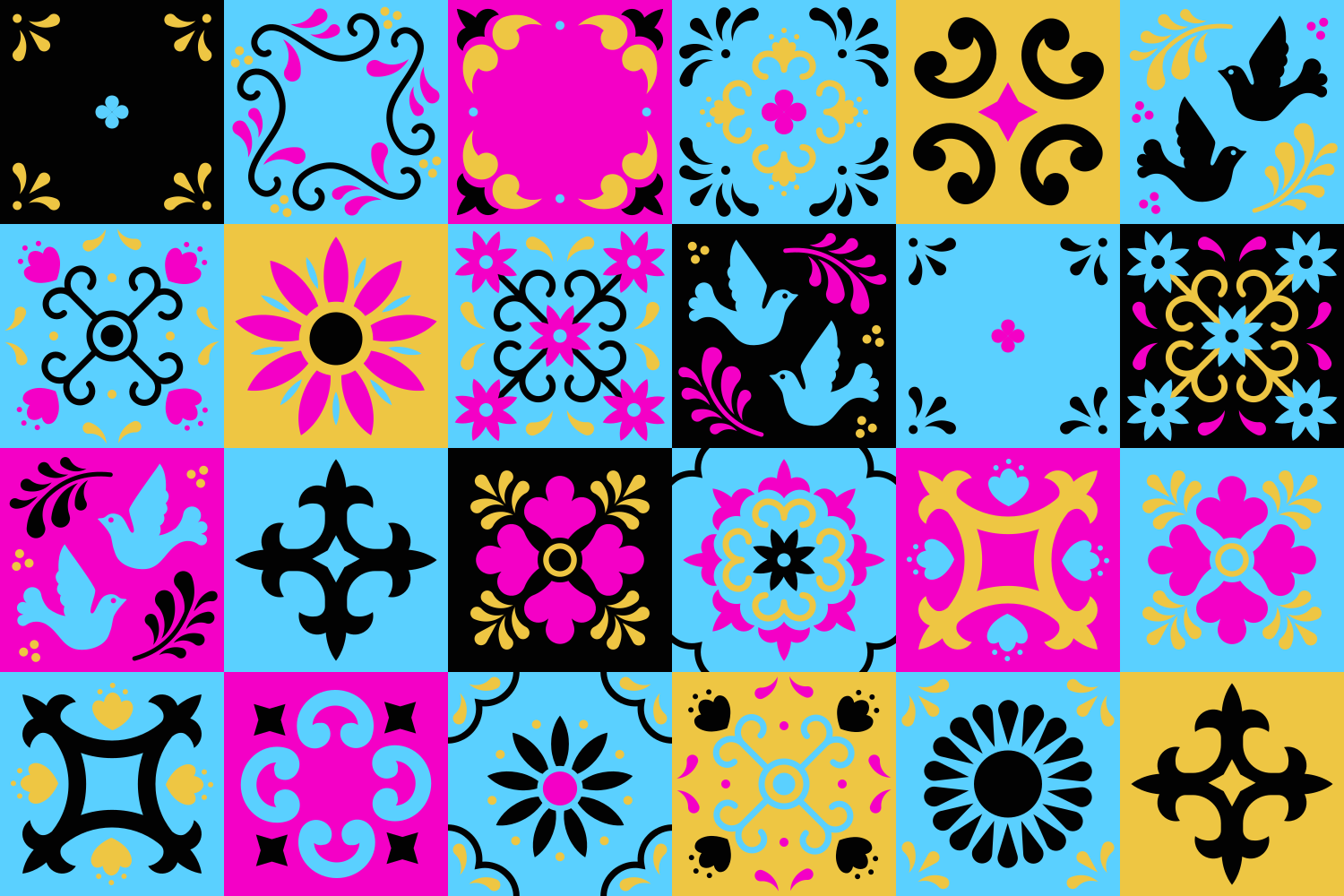 Mosaic vinyl rug in colorful pattern design - TenStickers