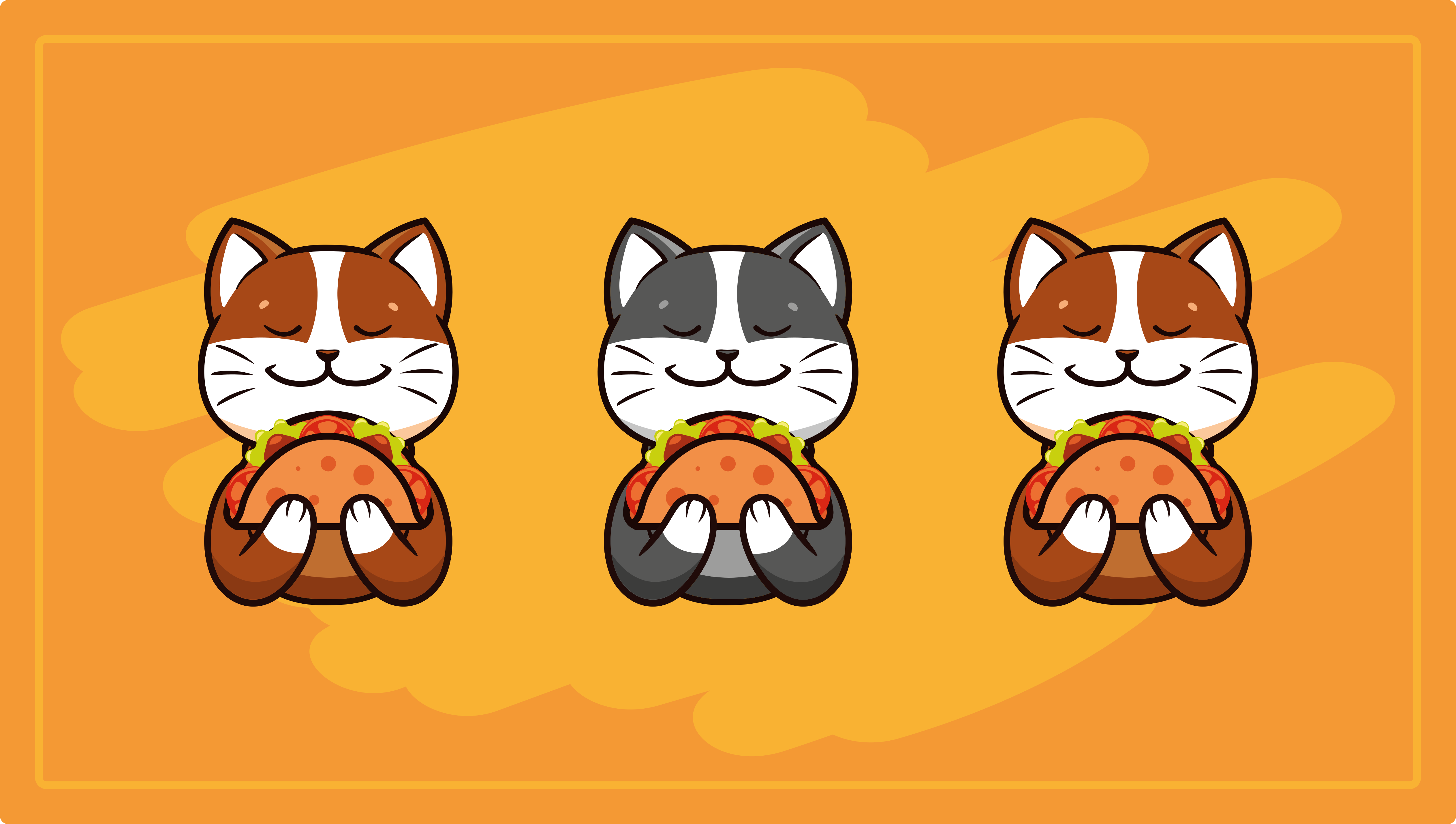 Vinyl rug featuring joyful cat trio design - TenStickers