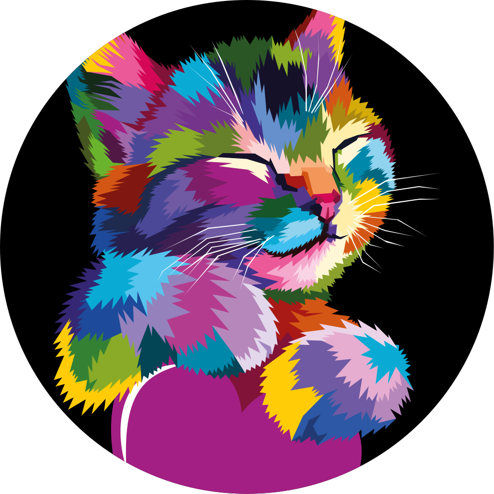 Vibrant Feline Illustration animal vinyl rug - TenStickers