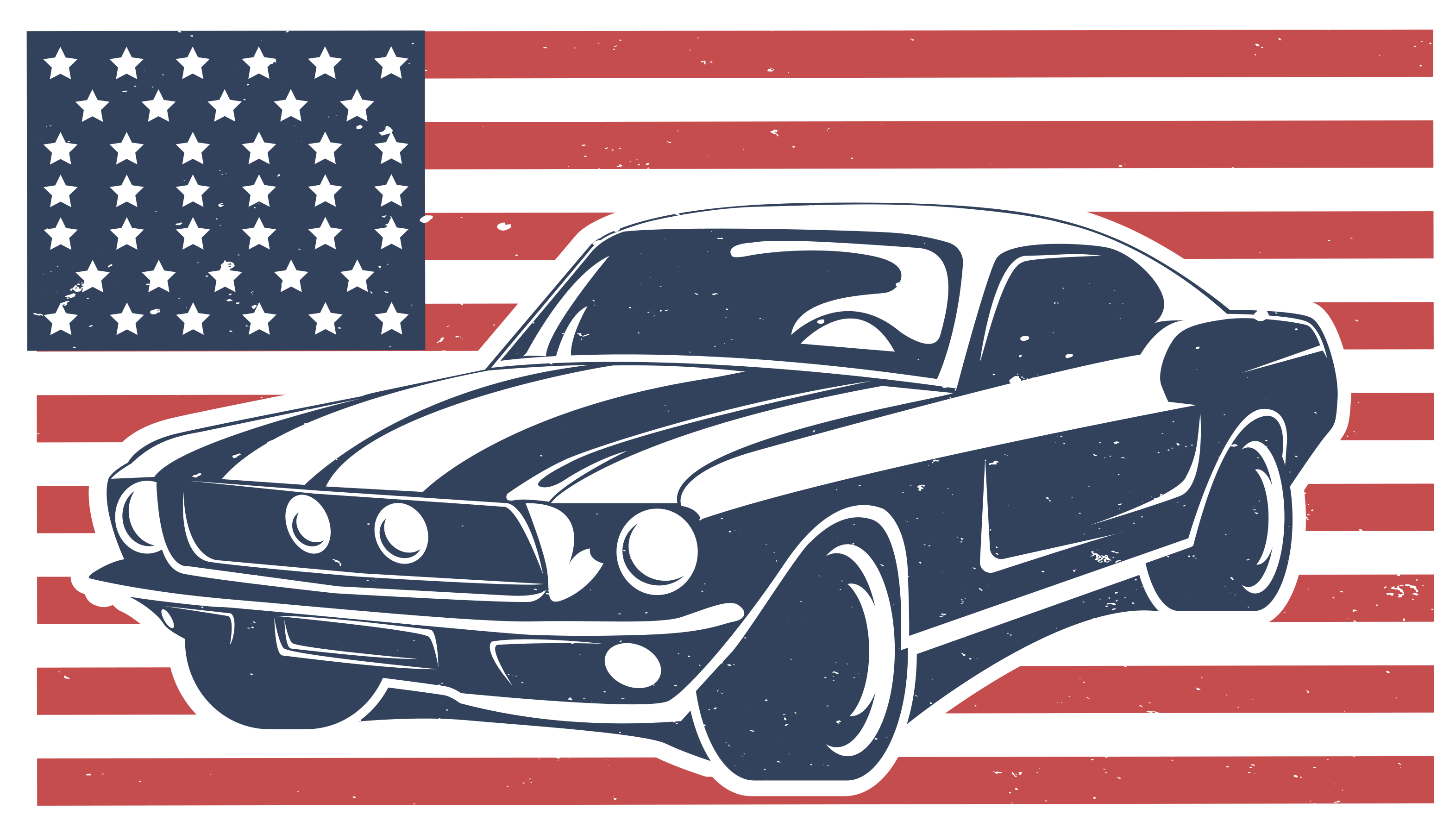 US flag and automobile teenager vinyl rug - TenStickers