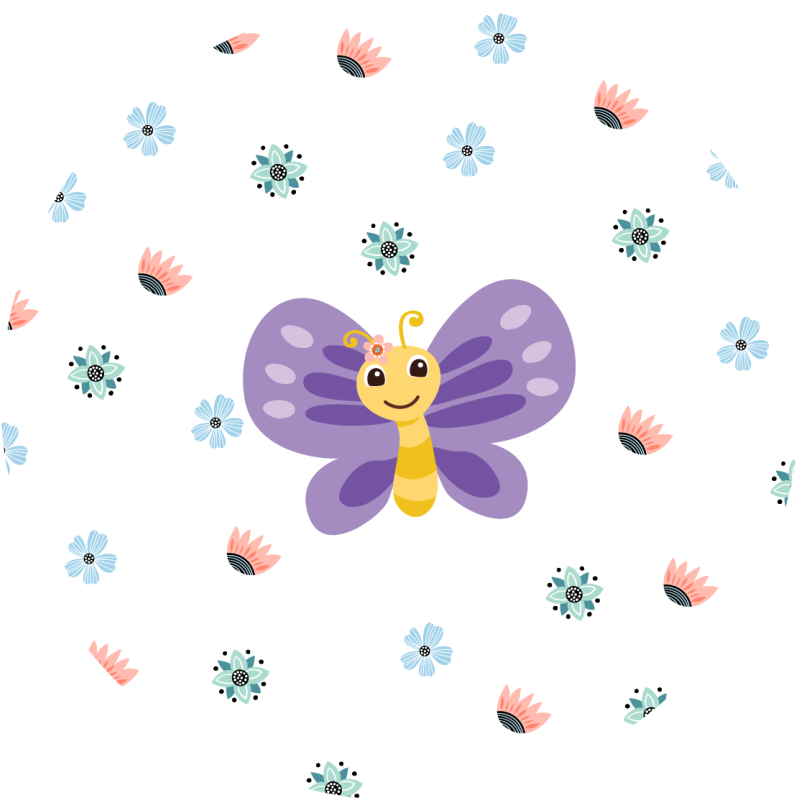 Purple butterfly design kids vinyl rug - TenStickers