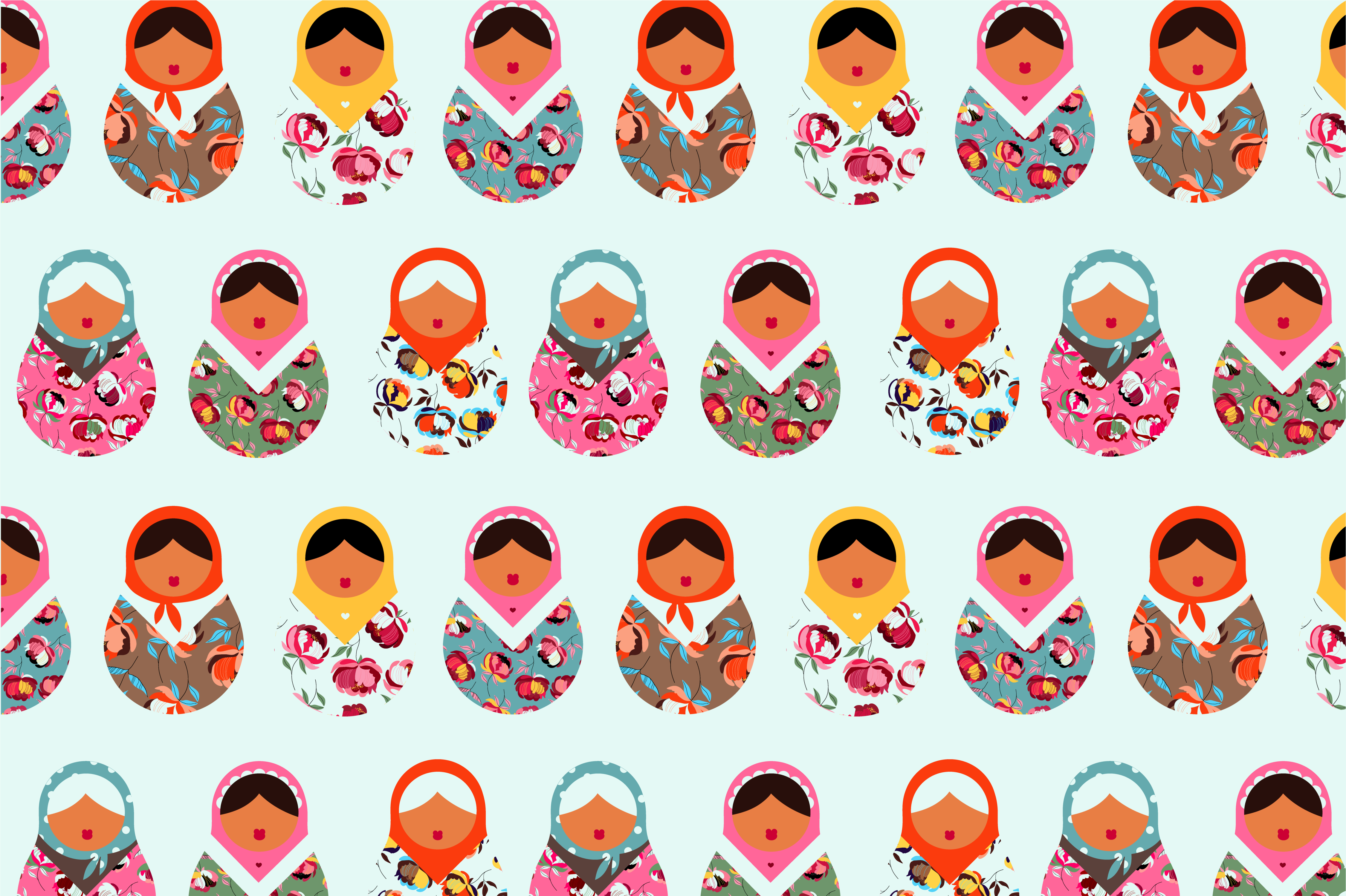 Vibrant Matryoshka Dolls ethnic vinyl rug - TenStickers