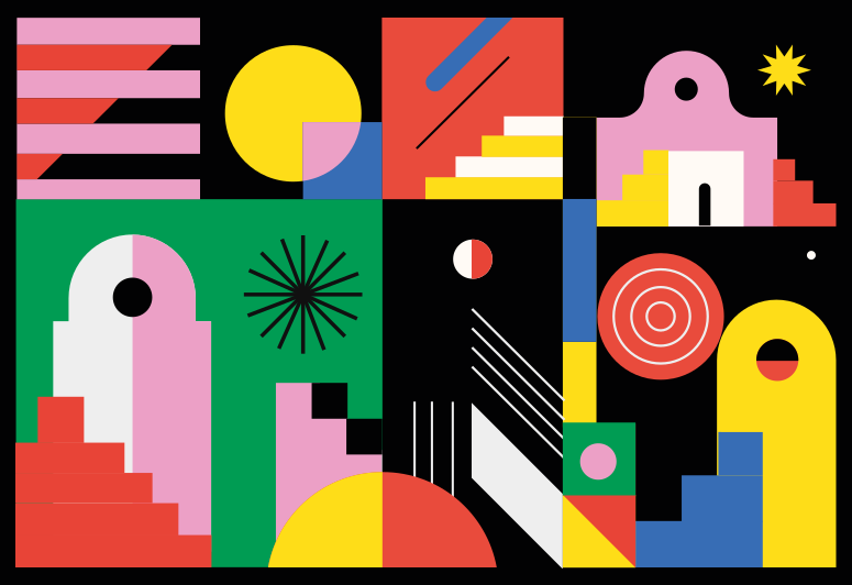 Bold modern shapes geometric vinyl rug - TenStickers