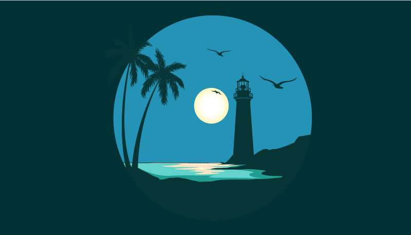 Coastal Lighthouse Scene nature vinyl rug - TenStickers