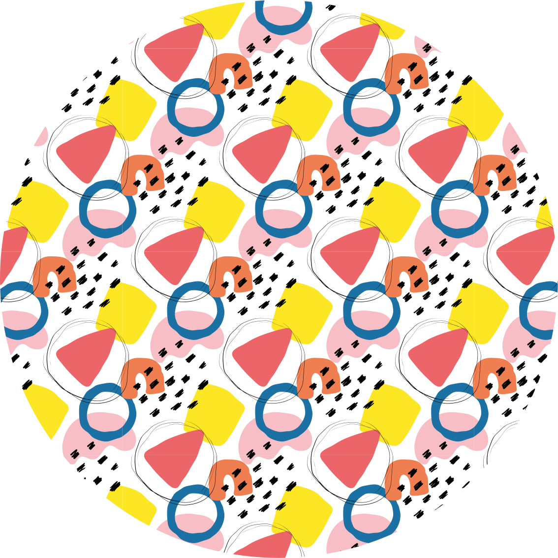 Vibrant Shape Arrangements minimalist vinyl rug - TenStickers