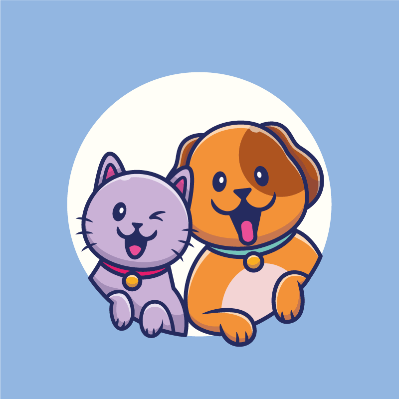 Cute dog and cat friend cartoon animal rug - TenStickers