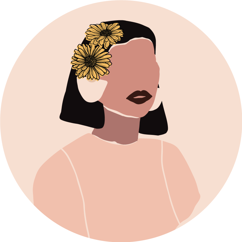 Lovely woman sunflower face minimal rug - TenStickers