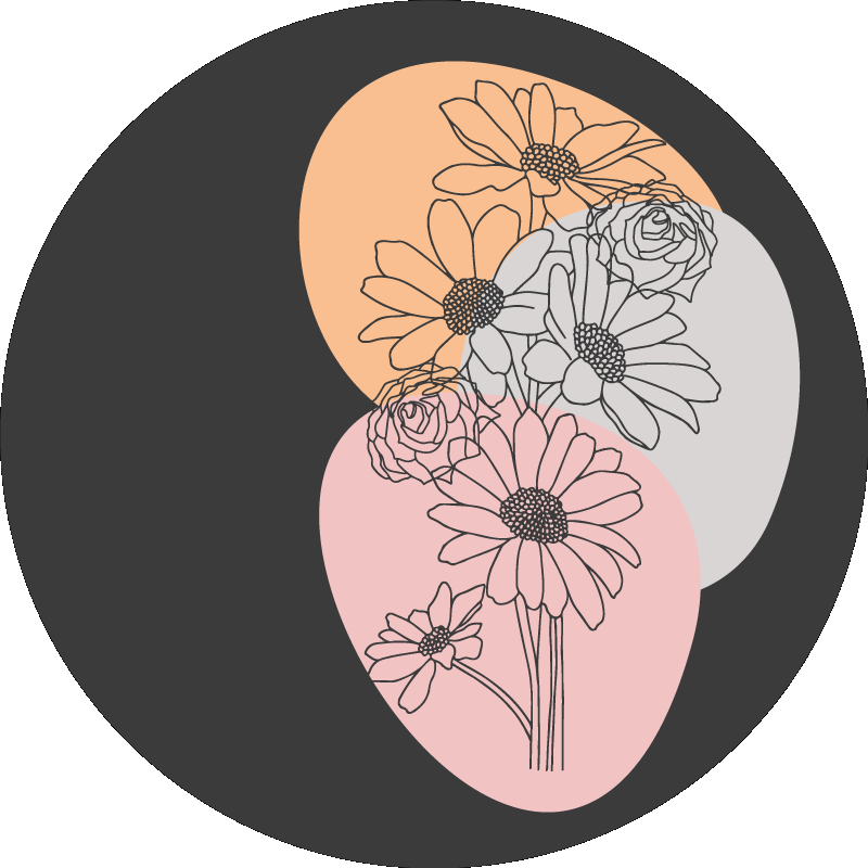 Circle composition flower vinyl rug - TenStickers