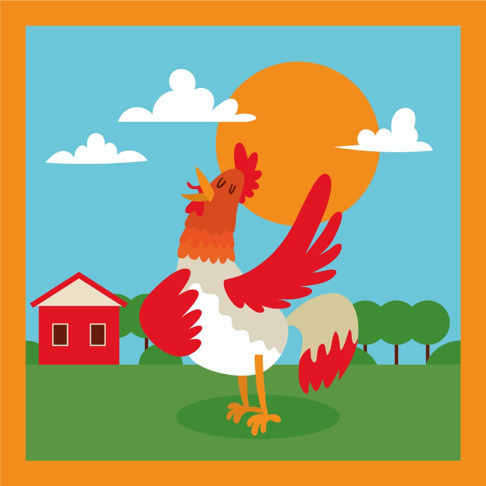 Starry chicken morning animal rug - TenStickers