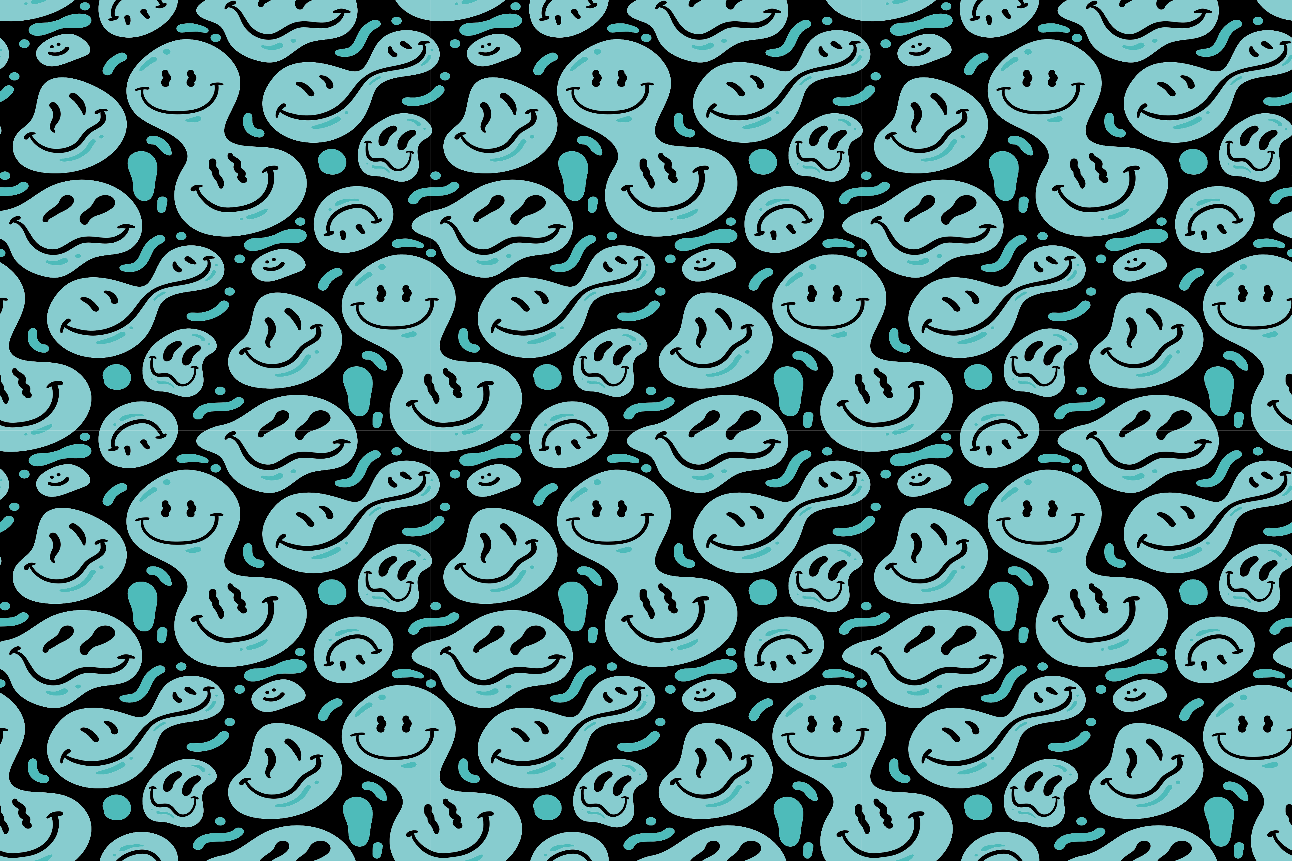 Black and blue distorted smile emoticons rug - TenStickers