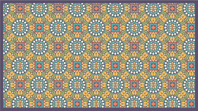 Colorful yellow composition mosaic vinyl rug - TenStickers