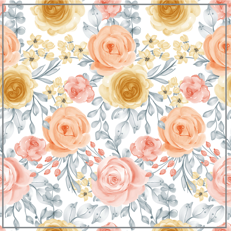 Floral pink shades flower vinyl rug - TenStickers