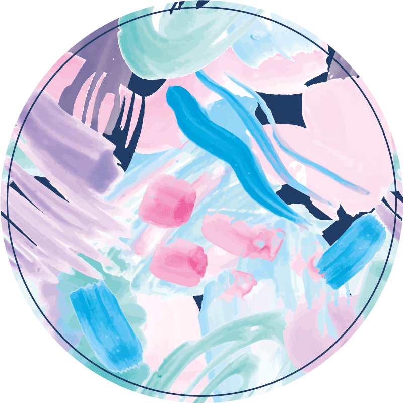 Abstract watercolor floral pattern circular rug - TenStickers