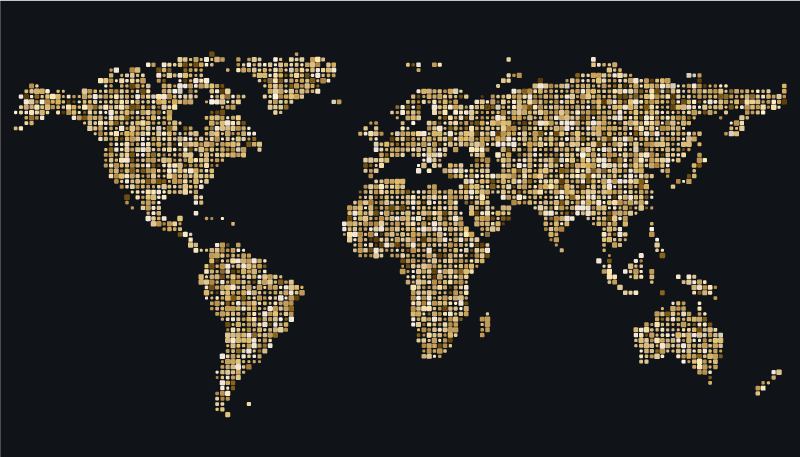 Golden world map vinyl rug - TenStickers