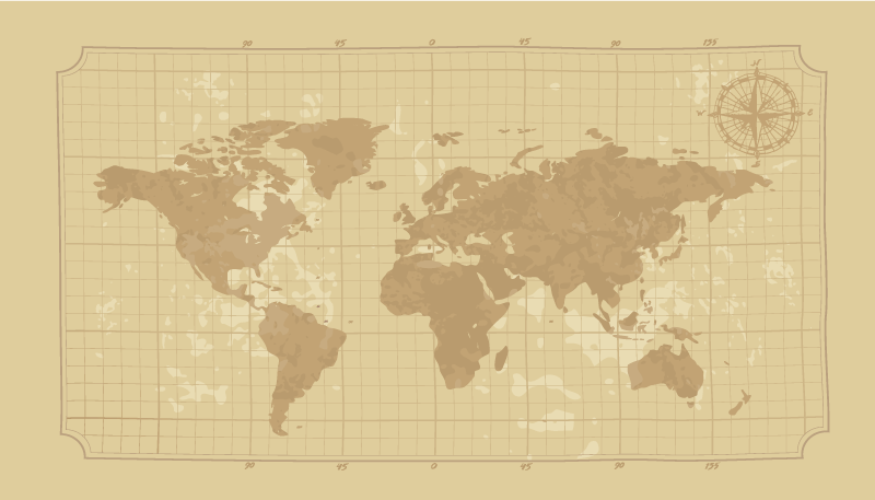 Light brown old vintage style world map rug - TenStickers