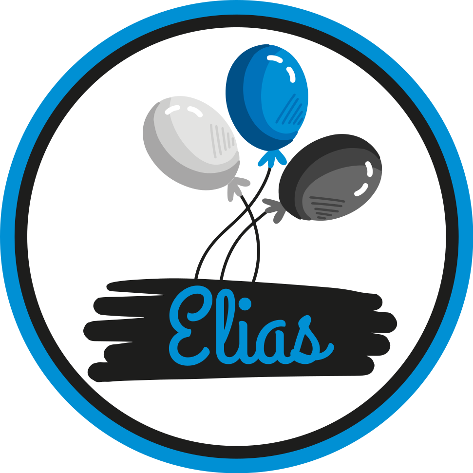 Personalised grey and blue balloons vinyl rug - TenStickers